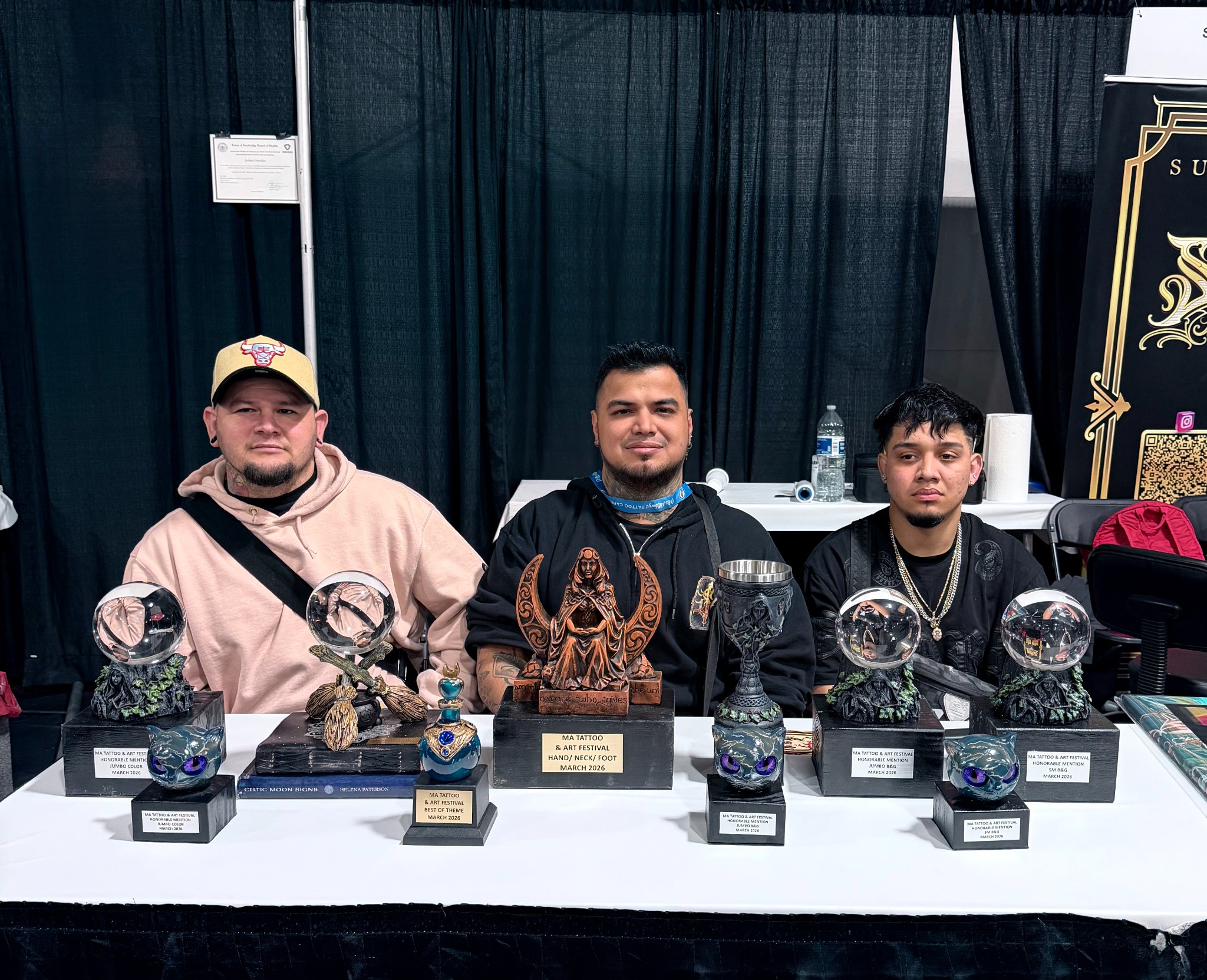 Suicida Ink team with multiple MA Tattoo and Arts Festival trophies